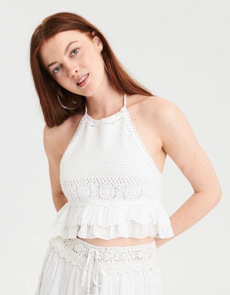 American Eagle Outfitters Ae Crochet Halter Top