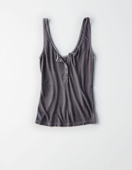 American Eagle Outfitters Ae Crop Henley Tank Top