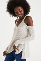 American Eagle Outfitters Ae Cold Shoulder Zipper Sweater