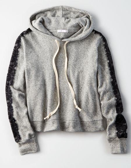 American Eagle Outfitters Don't Ask Why Lace Arm Hoodie