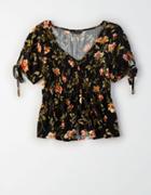 American Eagle Outfitters Ae Smocked Button Up Blouse