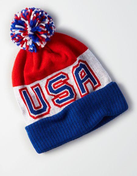 American Eagle Outfitters Ae Usa Pom Pom Beanie