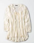 American Eagle Outfitters Ae Lace Inset Long Sleeve Tunic Blouse
