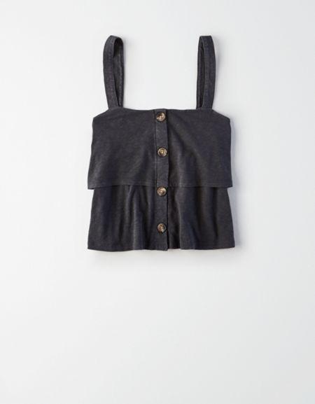 American Eagle Outfitters Ae Button Front Crop Top