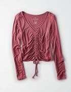 American Eagle Outfitters Ae Long Sleeve Ruched Front T-shirt