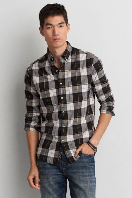 American Eagle Outfitters Ae Plaid Heathered Poplin Shirt