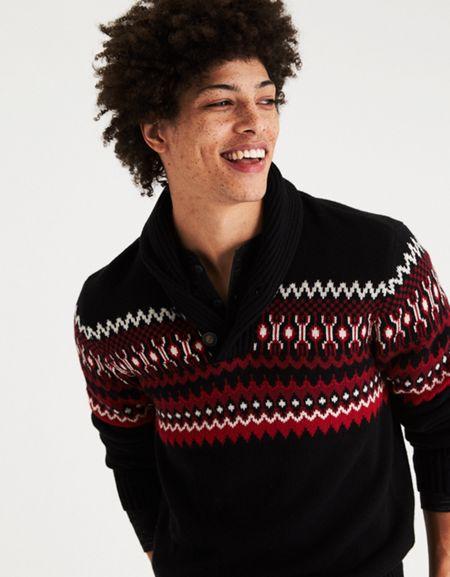 American Eagle Outfitters Ae Pattern Shawl Neck Sweater
