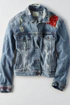 American Eagle Outfitters Ae Embroidered Denim Jacket