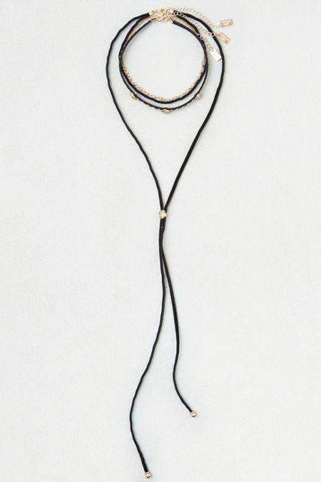 American Eagle Outfitters Ae Black Velvet Multi Wrap Necklace