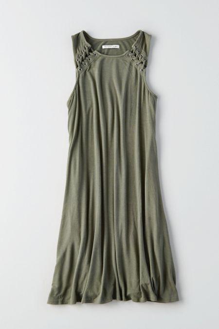 American Eagle Outfitters Ae Lace-up Detail Knit Dress
