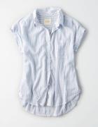 American Eagle Outfitters Ae Plaid Short Sleeve Boyfriend Shirt