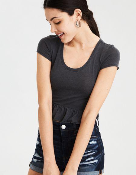American Eagle Outfitters Ae Shrunken Cropped Baby Tee