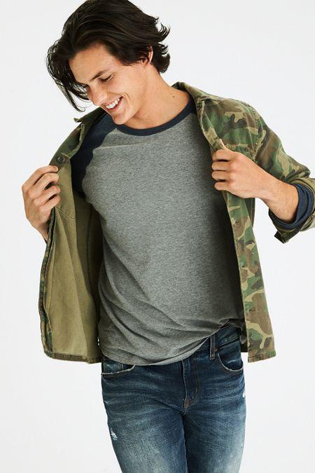 American Eagle Outfitters Ae Flex Baseball Shirt