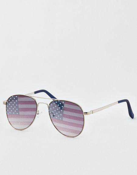 American Eagle Outfitters Flag Lens Aviator Sunglasses