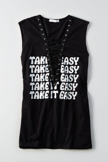 American Eagle Outfitters Don't Ask Why Lace-up Tunic Tank