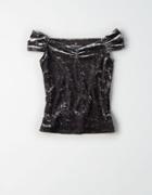 American Eagle Outfitters Ae Crushed Velvet Ruched Off-the-shoulder Top