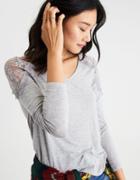 American Eagle Outfitters Ae Lace-shoulder V-neck Top