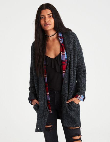 American Eagle Outfitters Ae Slouchy Shawl Collar Cardigan