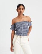 American Eagle Outfitters Ae Gingham Off The Shoulder Crop Top