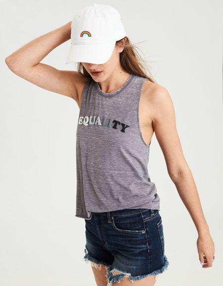 American Eagle Outfitters Ae Burnout Graphic Muscle Tank Top
