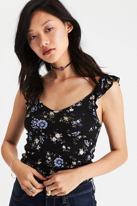 American Eagle Outfitters Ae Soft & Sexy Flutter Strap Crop Tank