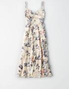 American Eagle Outfitters Ae Printed Cutout Button Front Midi Dress