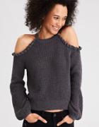 American Eagle Outfitters Ae Ruffle Cold Shoulder Pullover Sweater