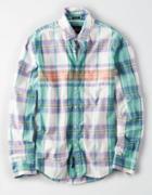 American Eagle Outfitters Ae Classic Madras Button-down Poplin Shirt