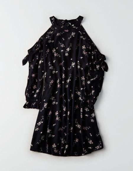 American Eagle Outfitters Ae High Neck Tie Sleeve Shift Dress