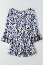 American Eagle Outfitters Ae Lace-up Long Sleeve Romper