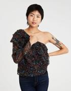 American Eagle Outfitters Ae One Shoulder Printed Top