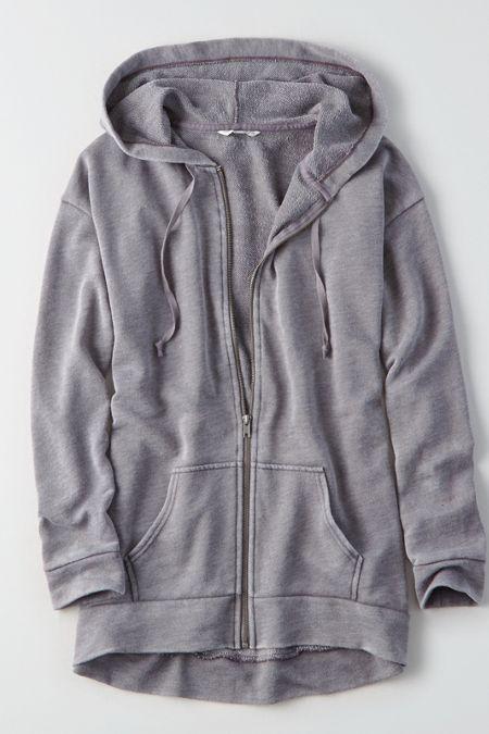 American Eagle Outfitters Ae Soft & Sexy Long Full-zip Hoodie