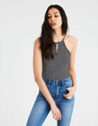 American Eagle Outfitters Ae Soft & Sexy Striped Keyhole Front Tank Top