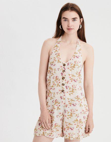 American Eagle Outfitters Ae Floral Halter Romper