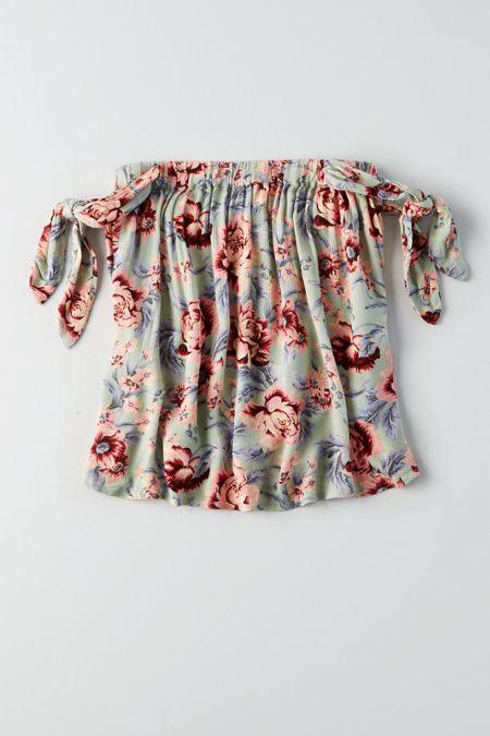 American Eagle Outfitters Ae Off-the-shoulder Tie Top