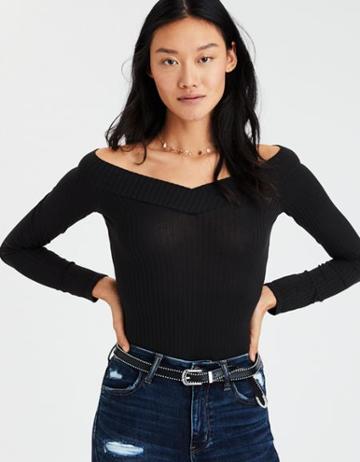 American Eagle Outfitters Ae Off-the-shoulder Cross Front Bodysuit