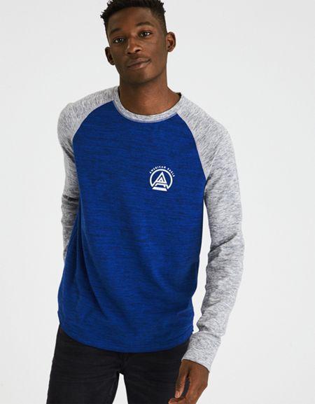 American Eagle Outfitters Ae Flex Long Sleeve Raglan Graphic Tee