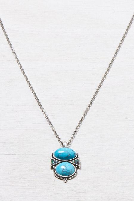 American Eagle Outfitters Silver American Eagle Turquoise Pendant Necklace