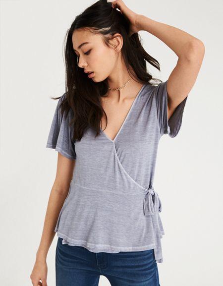 American Eagle Outfitters Ae Wrap Front T-shirt
