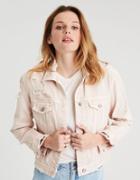 American Eagle Outfitters Ae Pink Denim Boyfriend Jacket