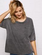American Eagle Outfitters Don't Ask Why Snap Sleeve Pocket Tee