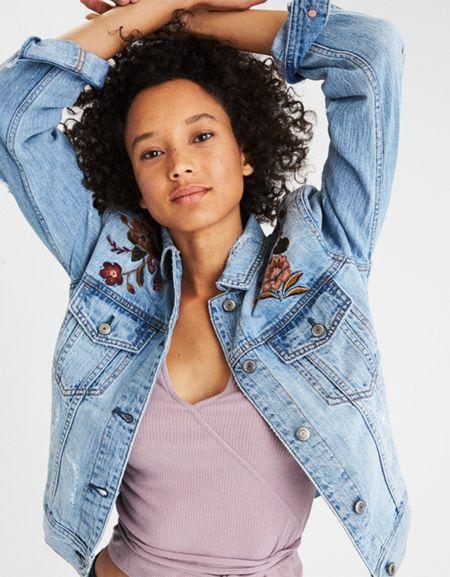 American Eagle Outfitters Ae Classic Denim Tiger Jacket