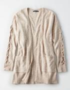 American Eagle Outfitters Ae Lace-up Sleeve Slouchy Cardigan