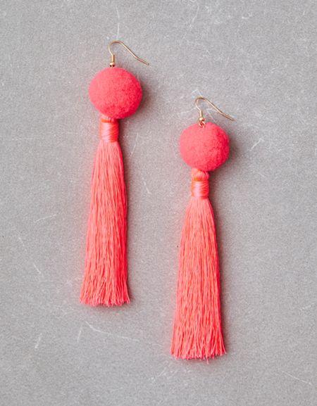 American Eagle Outfitters Ae Neon Pink Tassel Earrings