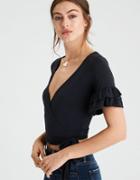 American Eagle Outfitters Ae Soft & Sexy Wrap Front Ruffle Sleeve T-shirt