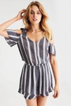 American Eagle Outfitters Ae Flutter-sleeve Cold Shoulder Romper