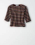 American Eagle Outfitters Dont Ask Why Ribbed 3/4 Sleeve Striped Crop Top