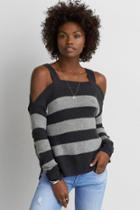 American Eagle Outfitters Ae Cold Shoulder Striped Pullover