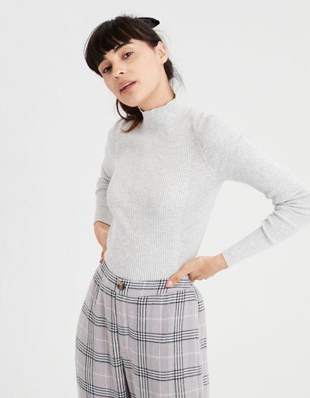 American Eagle Outfitters Ae Ribbed Mock Neck Sweater
