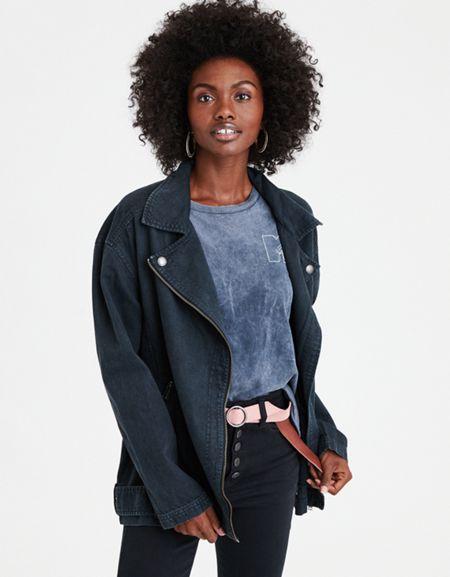 American Eagle Outfitters Ae Elongated Moto Jacket